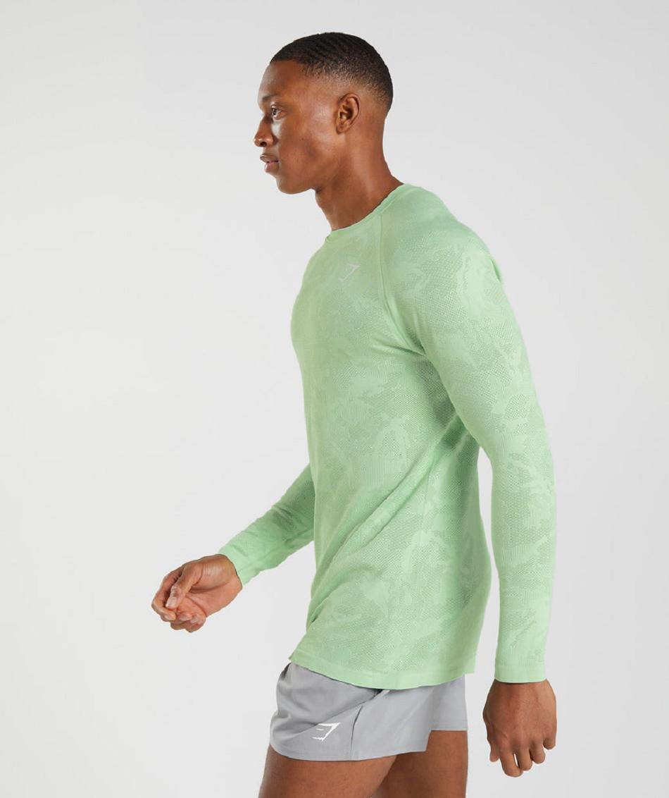 Long Sleeve Gymshark Geo Seamless Hombre Verde Verde | CO 3480JPQ